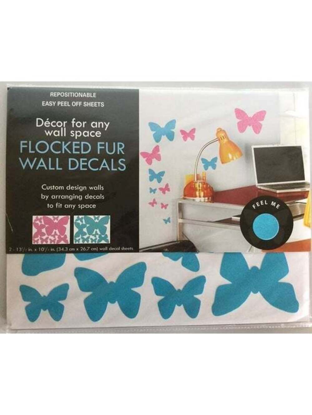 Flocked Fur Butterfly Wall Decals Gender Reveal Baby Shower College Dorm DIY - Picture 1 of 6